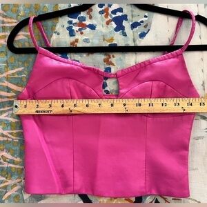 WAYF XS Faux Leather Cami Tank Top Magenta